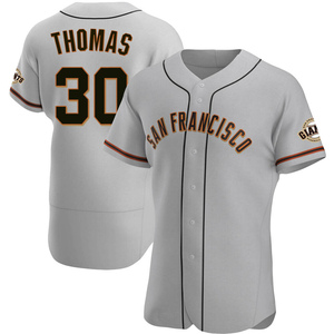 Men's San Francisco Giants Derrel Thomas Authentic Gray Road Jersey