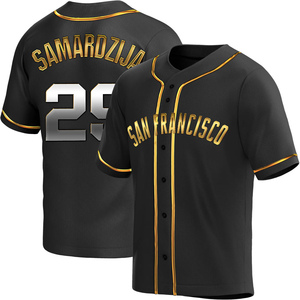 Men's San Francisco Giants Jeff Samardzija Replica Black Golden Alternate Jersey