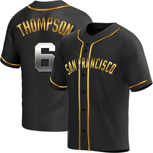 Men's San Francisco Giants Robby Thompson Replica Black Golden Alternate Jersey