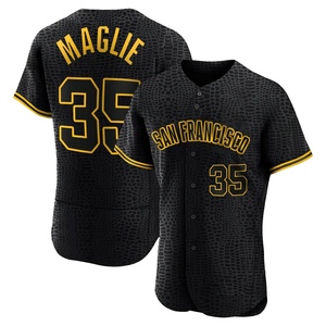 Men's San Francisco Giants Sal Maglie Authentic Black Snake Skin City Jersey