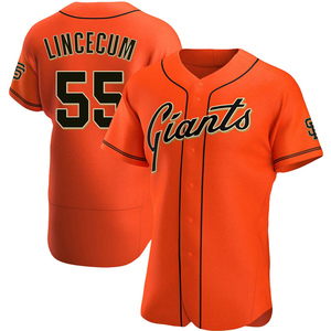 Men's San Francisco Giants Tim Lincecum Authentic Orange Alternate Jersey
