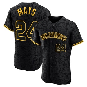 Men's San Francisco Giants Willie Mays Authentic Black Snake Skin City Jersey
