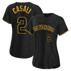 Women's San Francisco Giants Curt Casali Authentic Black Snake Skin City Jersey