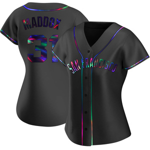 Women's San Francisco Giants Garry Maddox Replica Black Holographic Alternate Jersey