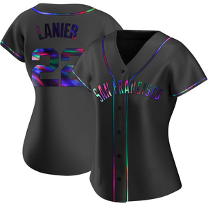 Women's San Francisco Giants Hal Lanier Replica Black Holographic Alternate Jersey