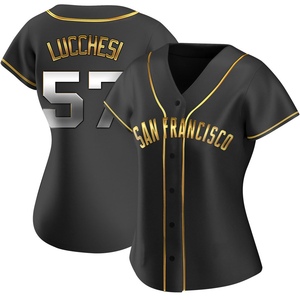 Women's San Francisco Giants Joey Lucchesi Replica Black Golden Alternate Jersey