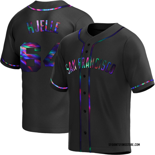 Youth San Francisco Giants Sean Hjelle Replica Black Holographic Alternate Jersey