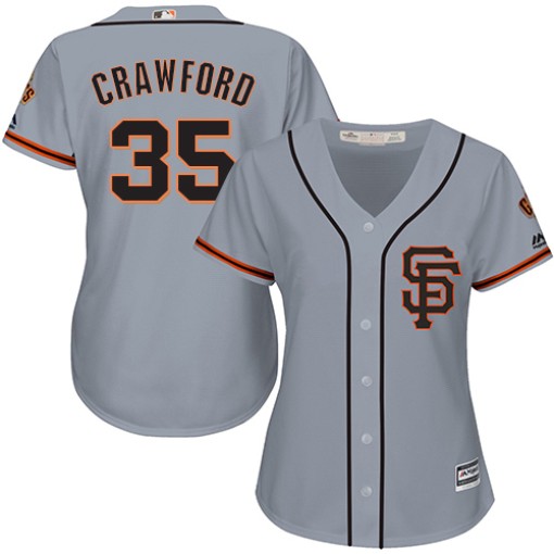 Women's Majestic San Francisco Giants Brandon Crawford Authentic Grey Road  2 Cool Base Jersey